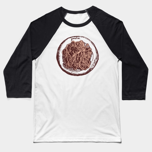Pasta Spaghetti Lovers Sketch Baseball T-Shirt by Cottonbutton